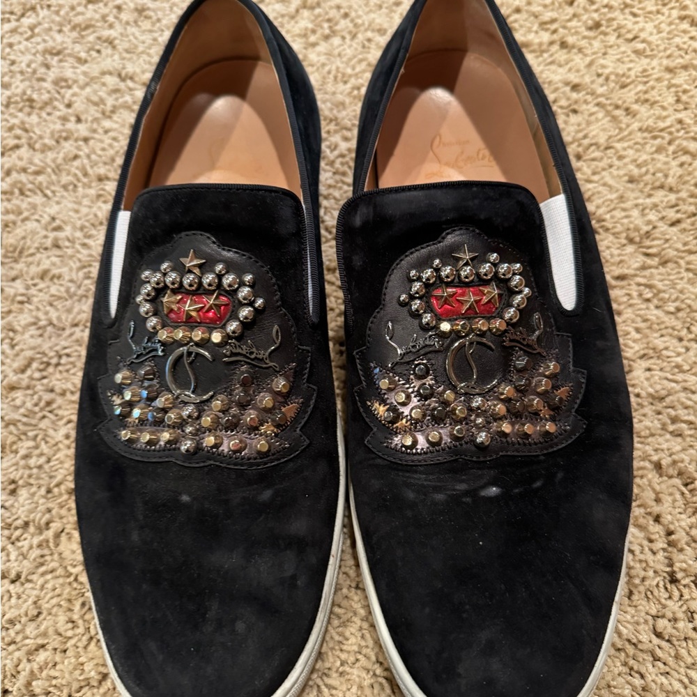Men’s Christian Louboutin slip on sneaker, gently used, size 44 1/2 (USA 11 1/2)